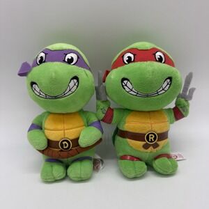 Teenage Mutant Ninja Turtles Ty Beanie Baby Donatello & Raphael Plush Lot TMNT